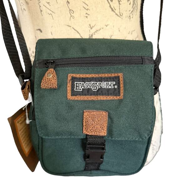 EastSport Vintage Green Canvas Adjustable Crossbody Travel Satchel Bag - Picture 3 of 10